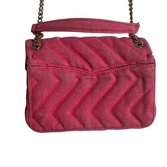 Sandro Pink Yza Quilted Gold Chain Canvas Bag - Picture 11 of 12